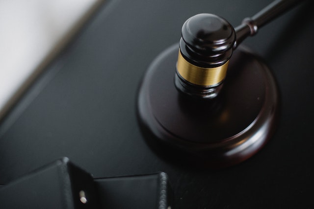 Black gavel on a desk